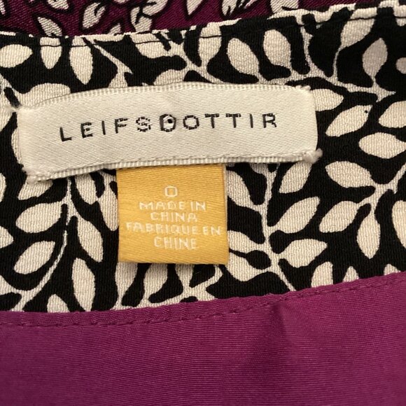 Leifsdottir Anthropologie Top Size 0 Purple & White Leaf Print Silk - Picture 6 of 7